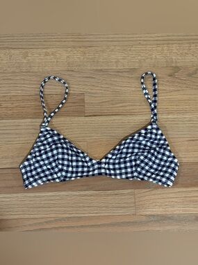 NWOT J.Crew Navy & White Gingham Bikini Top